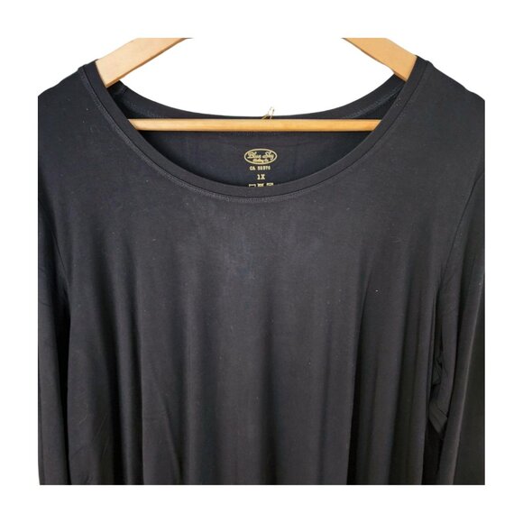 Blue Sky Plus Size Black 3/4 Sleeves Tunic with Crew Neck Soft Jersey. Size 1X - Picture 2 of 9